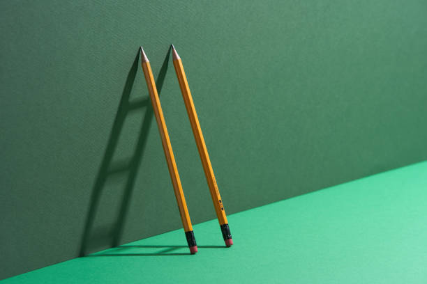 istock Two pencils and a shadow in the form of staircase. Success, teamwork and solving problems business concept. 1366990492