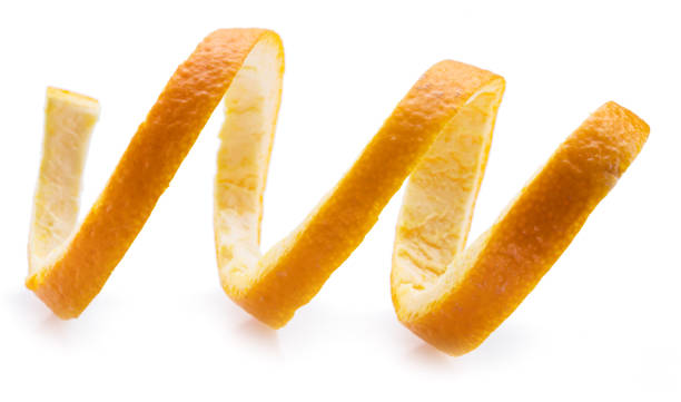 istock Orange peel or orange twist on white background. Close-up. 1366994837