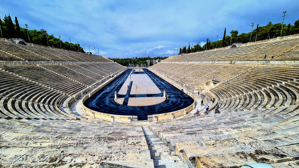 istock Ancient Panathenaic stadium built of white marble 1366995411