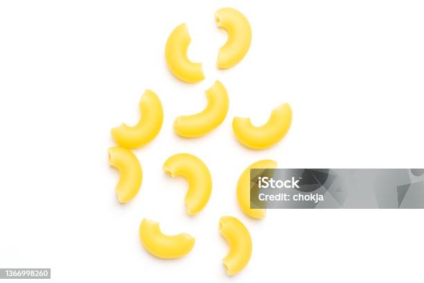 Macaroni Isolated On White Background Stock Photo - Download Image Now - Macaroni, Pasta, Cut Out