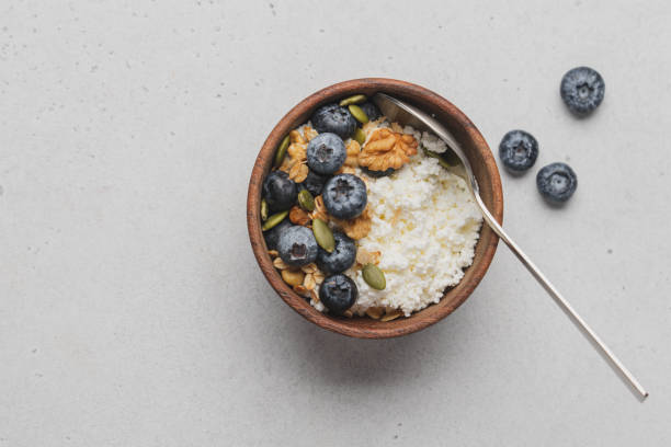 istock Cottage cheese bowl with blueberries 1367000915