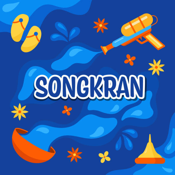 Water Festival Song kran Social Media Celebration Post Banner Design Water Festival Song kran Social Media Celebration Post Banner Design abstract asia backgrounds bangkok stock illustrations