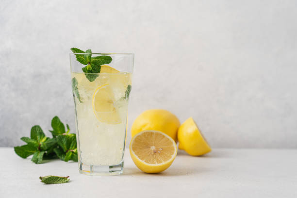 Lemonade with lemon and mint stock photo