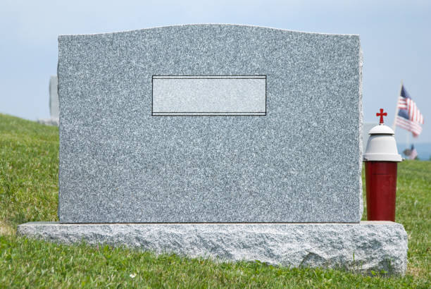 istock Cemetery Headstone Close Up, Blank Nameplate 136700195