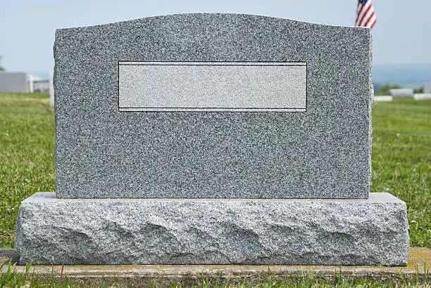 Photo of Cemetery Headstone with No Name, New Gray Granite Marker