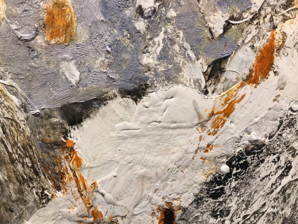 Contrast between light and dark colors gives this painting a stormy feel Contrast between light and dark colors gives this painting a stormy feel. purple graffiti metallic wall stock pictures, royalty-free photos & images
