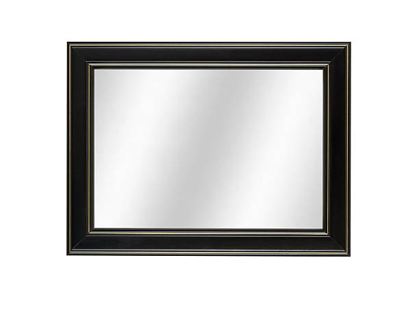 istock Mirror in Black Picture Frame, Contemporary Style, White Isolated 136700485