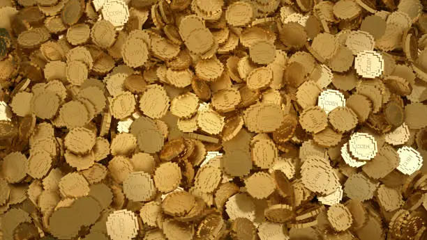 Photo of Massive heap of golden coins, digital high resolution texture