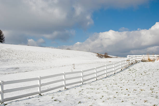 istock Farm Field in Snow and Sunlight 136700704