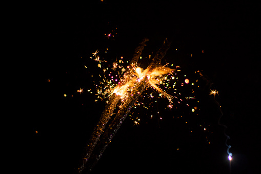 Fireworks on black background.