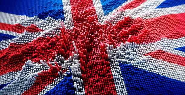 bandiera del regno unito con matrice digitale - english flag british flag flag british culture foto e immagini stock