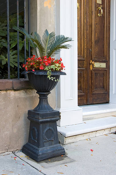 istock Door and Flower Pot 136701291