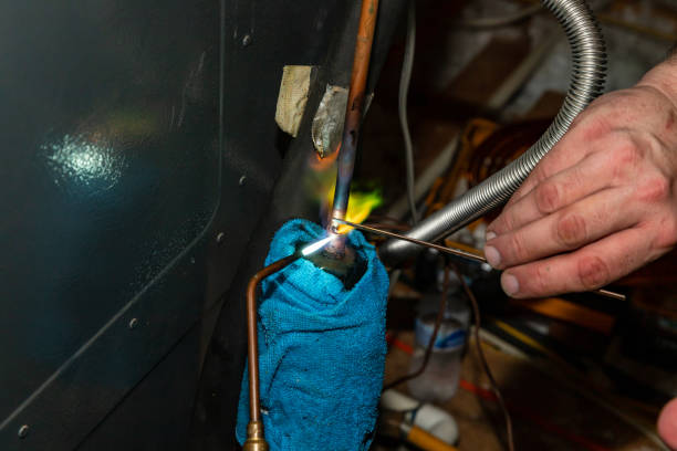 istock Air Conditioner Technician brazing equipment 1367013417