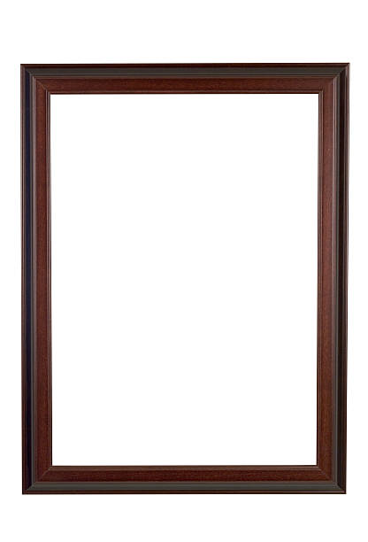Picture Frame Brown and Red Wood, Narrow, White Isolated stock photo