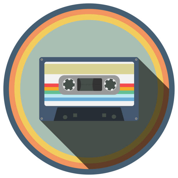 retro style audio cassette retro style audio cassette, audio tape with drop shadow vector illustration mixtape stock illustrations