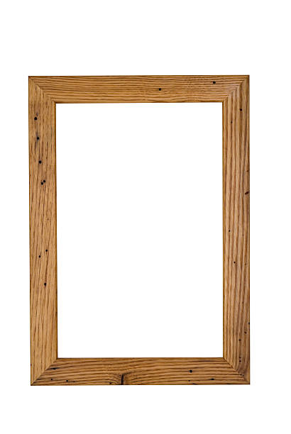 Picture Frame Grained Wood, Handmade Wormy Chestnut, White Isolated