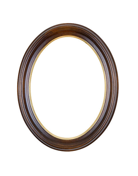 istock Picture Frame Brown Oval Round, White Isolated 136701604