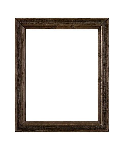 Picture Frame Rustic Brown in Rough Wood, White Isolated stock photo