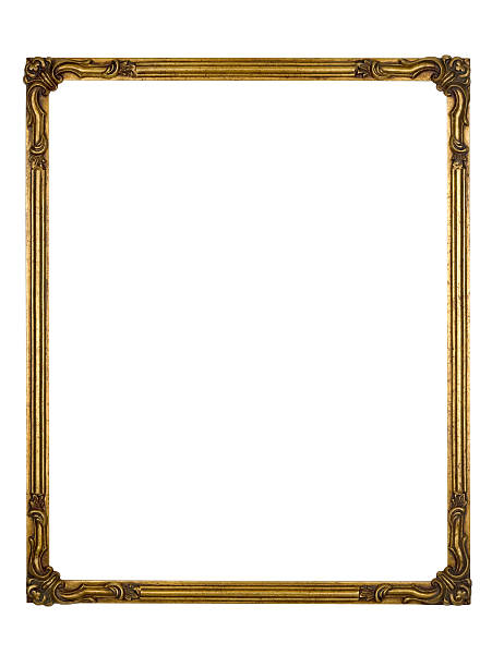 picture frame art deco oro, bianco isolato elemento di design - obsoleto immagine foto e immagini stock