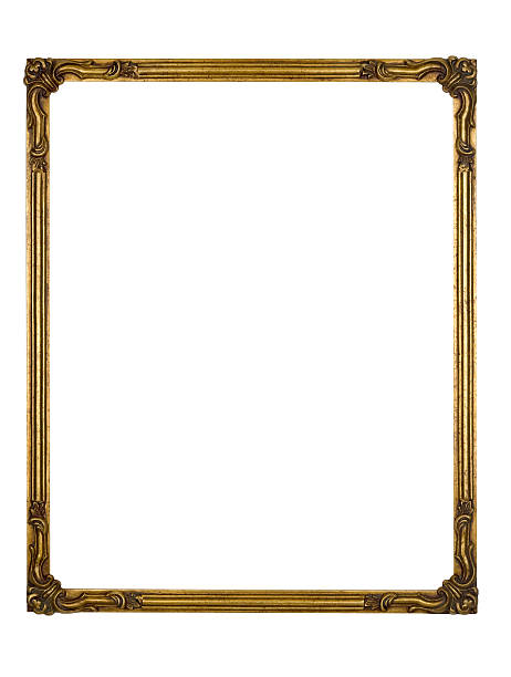 picture frame art deco oro, bianco isolato elemento di design - picture frame frame gold ornate foto e immagini stock