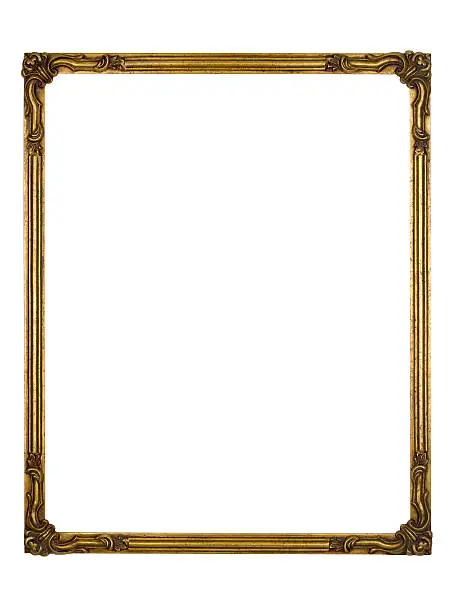 Photo of Picture Frame Gold Art Deco, White Isolated Design Element