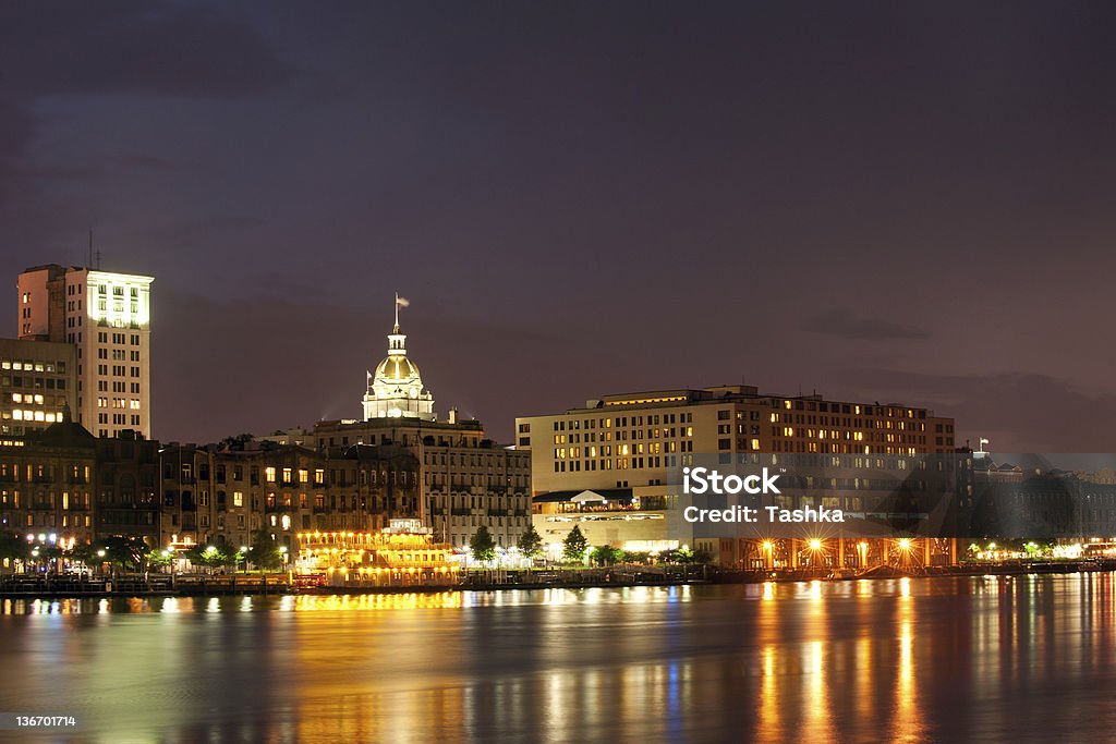 Cidade de Savannah - Foto de stock de Noite royalty-free