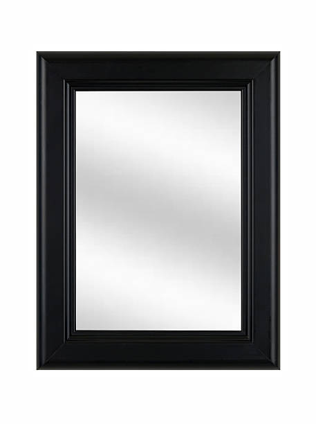 istock Black Picture Frame with Mirror, Classic, White Isolated 136701753