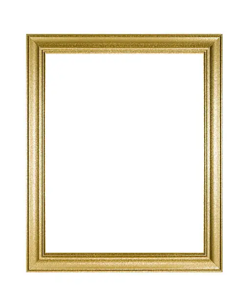 Photo of Picture Frame in Mottled Gold, White Isolated