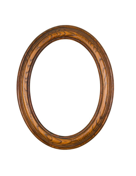 istock Picture Frame Oak Oval Round, White Isolated 136701987