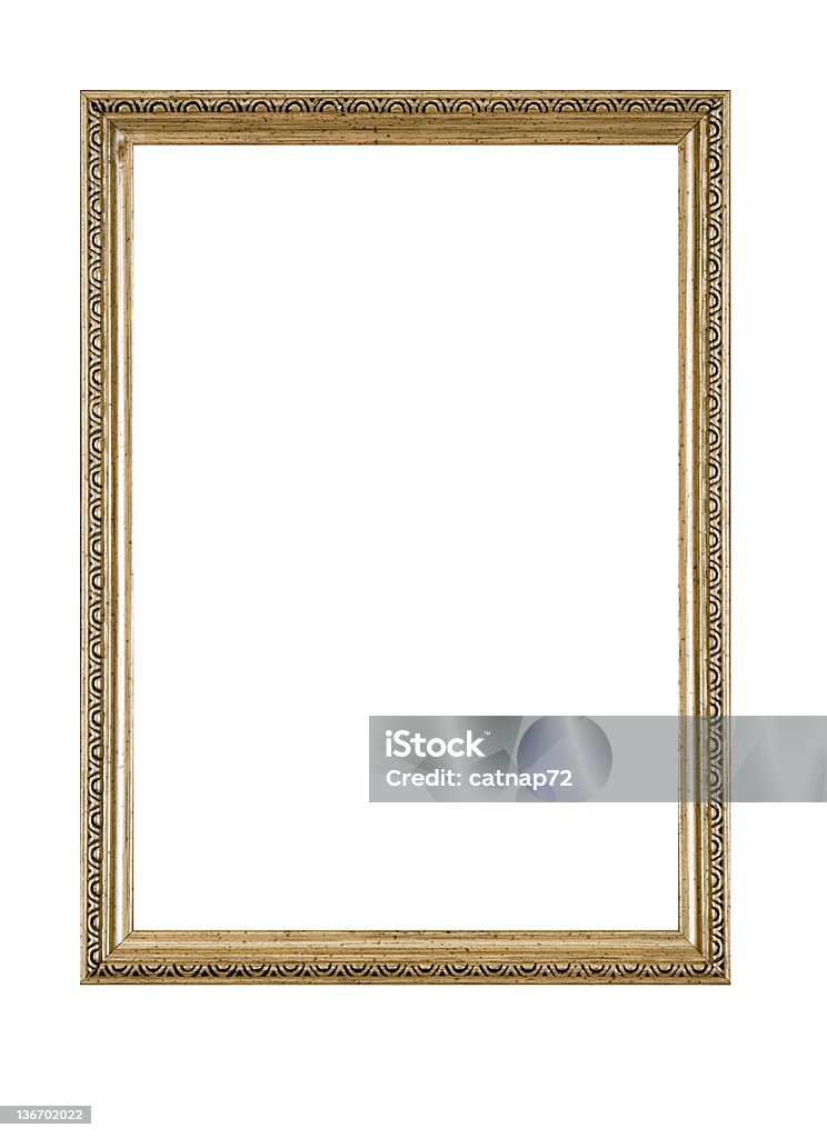 Immagine montatura in oro antico isolato, bianco sottile - Foto stock royalty-free di Cornice per foto