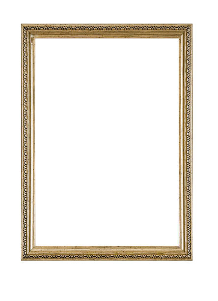 Picture Frame in Gold, Narrow Antique, White Isolated stock photo