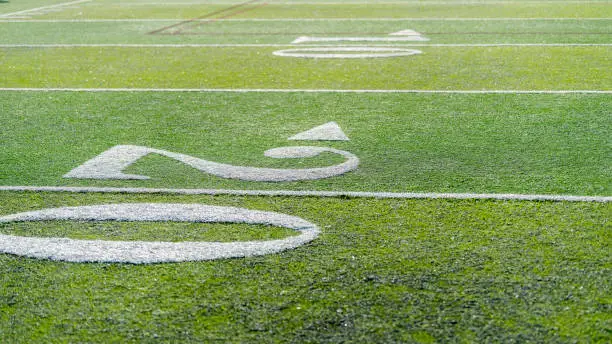 Typical yard line marks on American Football Field