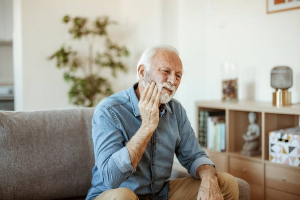 Toothache Tooth Pain. Senior man Feeling Strong Pain, Toothache. toothache stock pictures, royalty-free photos & images
