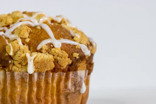 Coffee cake muffin with icing stock photo