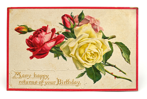 Many happy returns of your birthday. Vintage postcard from the early 1900's.
