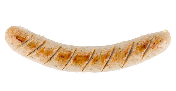 salsicce alla griglia - sausage grilled isolated single object foto e immagini stock