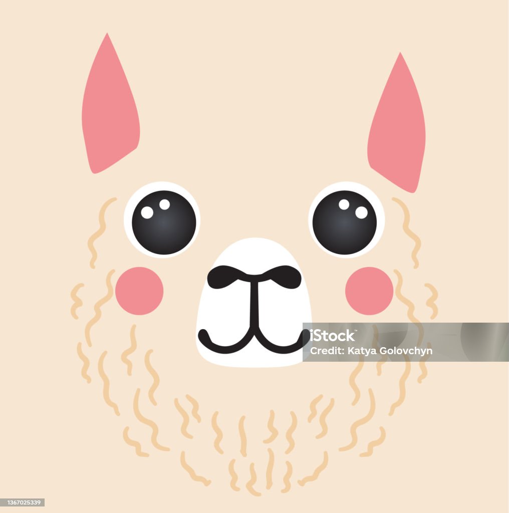 Cute Lama Portrait Square Smiley Head Cartoon Round Shape Alpaca Avatar Animal  Face Isolated Vector Icon Illustration Flat Simple Hand Drawn For Kids  Poster App Ui Cards Tshirts Baby Clothes Stock Illustration -