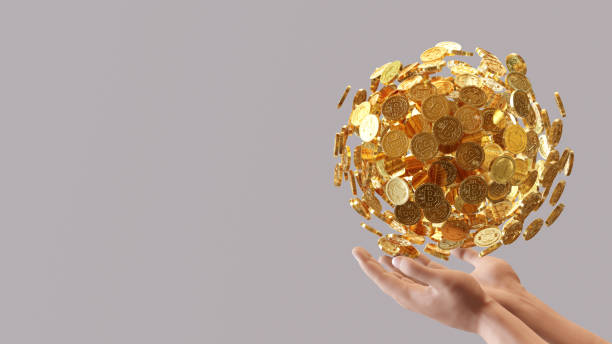 Bitcoin money ball on hand, 3d rendering Bitcoin money ball on hand, 3d rendering gold bitcoin stock pictures, royalty-free photos & images