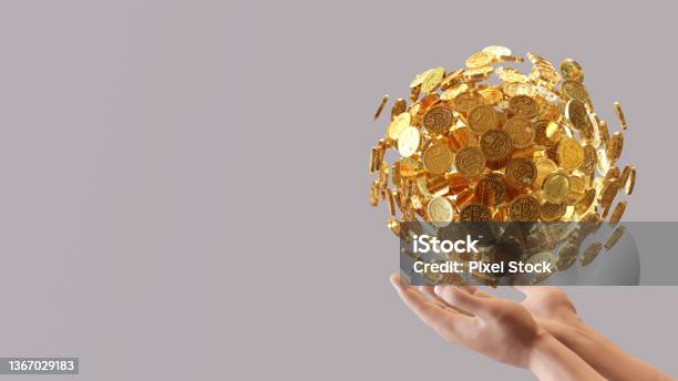 Bitcoin Money Ball On Hand 3d Rendering Stock Photo - Download Image Now - Coin, Gold - Metal, Bitcoin