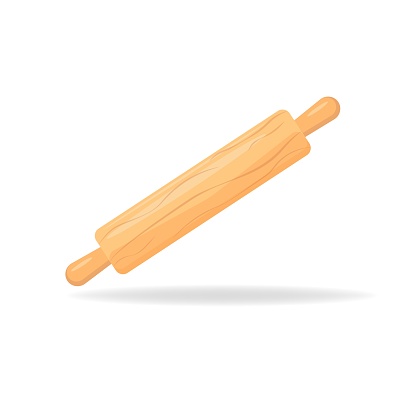 Vector  rolling pin icon closeup isolated on white background. Design template for graphics