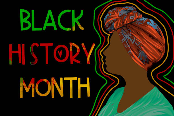 portrait of an african american женщина - black background women portrait afro stock illustrations