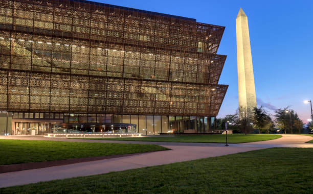 Washington DC - May 9, 2019: Crowds of teens and kids on field trips gather outside the Smithsonian Institution National Museum of American History entrance.