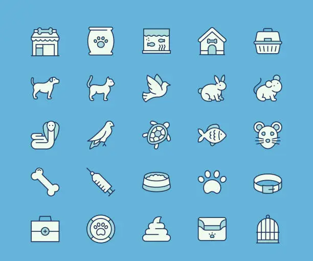 Vector illustration of Pet Shop Multicolored Line Icons