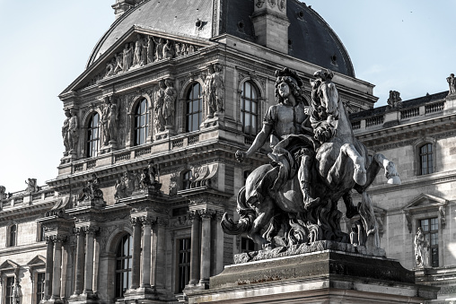 Statue of King Louis XIV in front of the Louvre, Paris, France