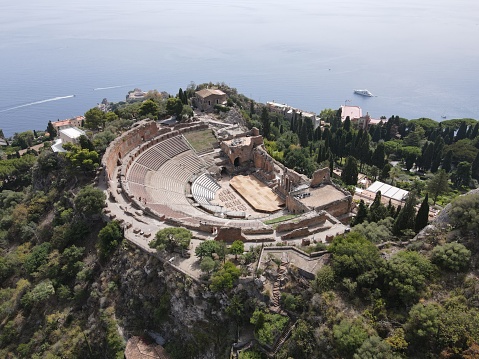 Aerial view of Greek Theatre in Taormina