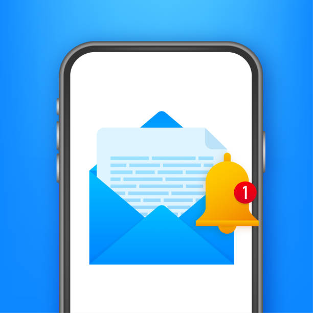 ilustrações de stock, clip art, desenhos animados e ícones de enable reminder notification on smartphone screen. email notification. message alert. vector stock illustration. - 16315