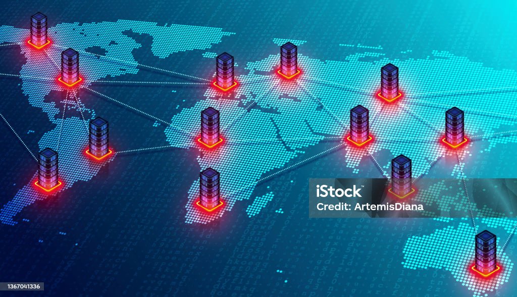 CDN - Content Delivery Network - 3D Illustration CDN - Content Delivery Network - Content Distribution Network - A Network of Proxy Server and Data Center Locations Distributed Throughout the World - 3D Illustration Denial-Of-Service Attack Stock Photo