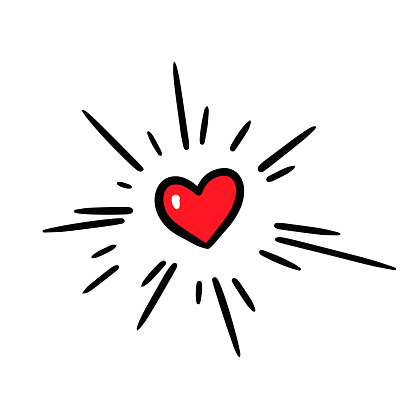 Shining red heart. Vector illustration. Valentines Day design element