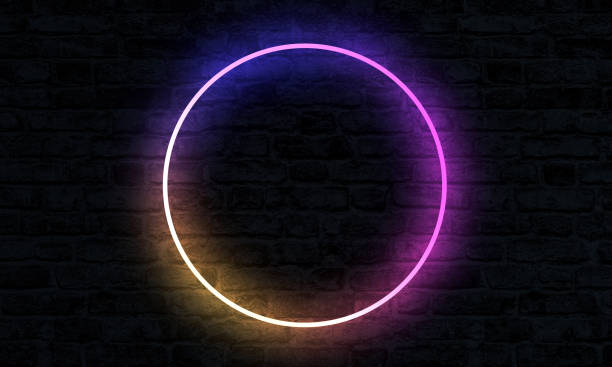 istock Empty Circle Neon Sign on brick wall with illumination 1367043060