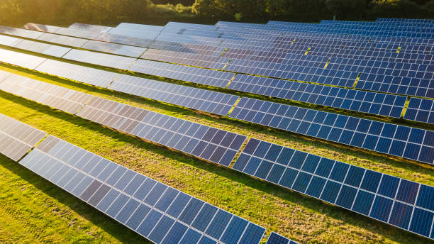 istock Solar power farm in the evening. 1367043207